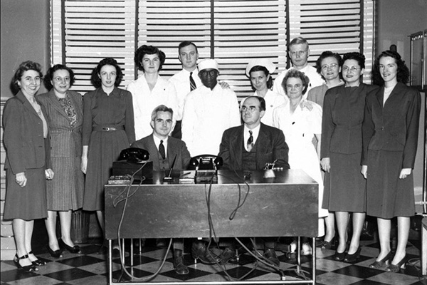 The first staff of the Robert Winship Clinic with Dr. Elliott Scarborough.