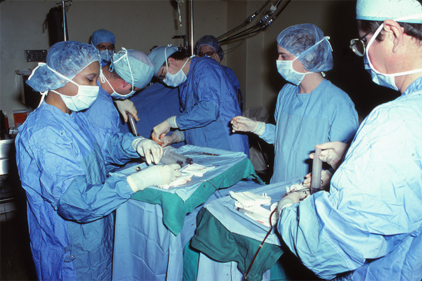 Dr. Elliott Winton and team during a bone marrow transplant procedure