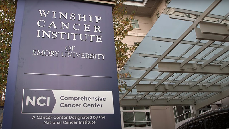 Front entrance sign at Winship Cancer Institute