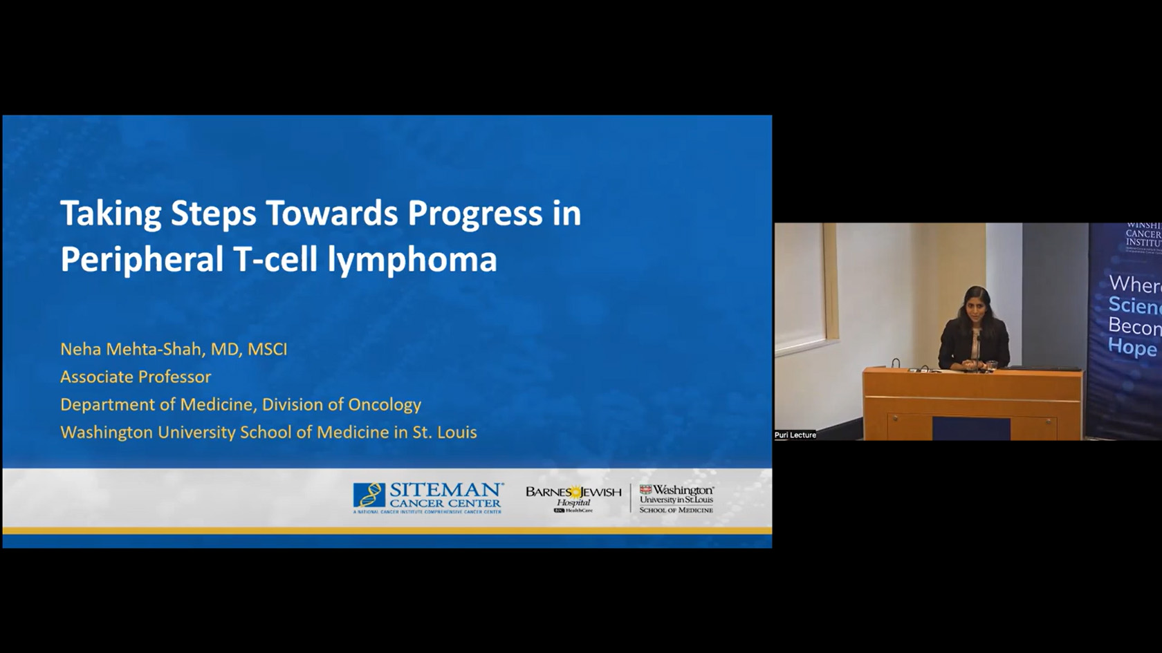 Screenshot of opening slide in Puri Lecture presentation