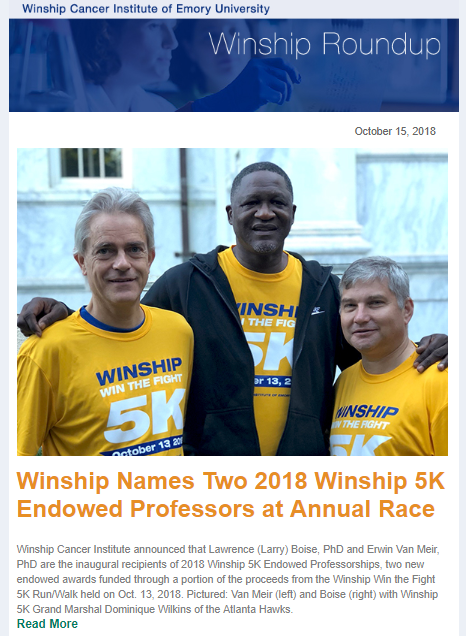 Winship Roundup | October 15, 2018