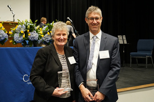 Photo of Szabo and Masters honored at CanCare anniversary celebration