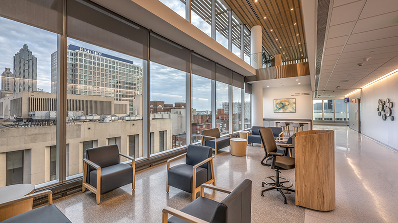 Care community waiting area at Winship at Emory Midtown