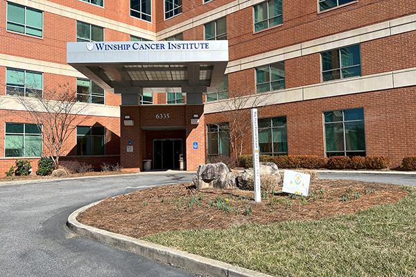 Entrance area for Winship Cancer Institute at Emory Johns Creek Hospital.