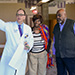 R. Donald Harvey, director of the Winship Phase I Clinical Trials Section, gave a tour of the cardboard city to multiple myeloma patient Edward Cain and his wife Sharron.