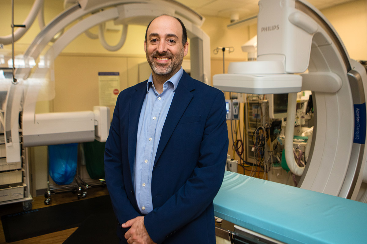 Zachary L. Bercu, MD, RPVI, FSIR, in the interventional radiology lab at Emory University Hospital.