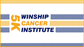 Winship 5K logo with blue and gold graphic pattern