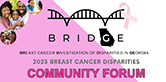 Colorful flyer with BRIDGE Community Forum details