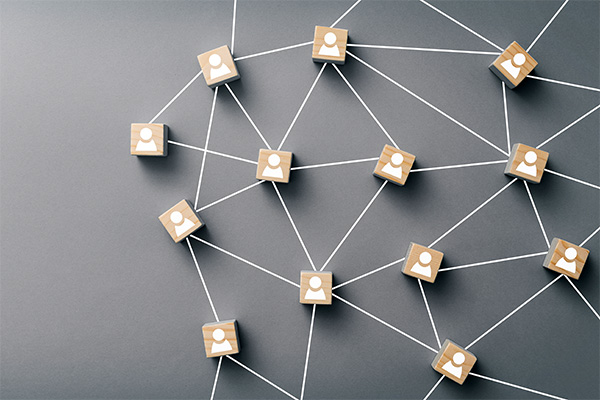 Network of interconnected blocks (stock image)